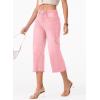 imageSidefeel Womens Capri Jeans High Waisted Wide Leg Stretchy Raw Hem Side Seam Zimbaplatinum Denim PantsPink