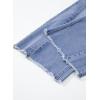 imageSidefeel Womens Capri Jeans High Waisted Wide Leg Stretchy Raw Hem Side Seam Zimbaplatinum Denim PantsSky Blue