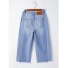 imageSidefeel Womens Capri Jeans High Waisted Wide Leg Stretchy Raw Hem Side Seam Zimbaplatinum Denim PantsSky Blue
