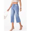 imageSidefeel Womens Capri Jeans High Waisted Wide Leg Stretchy Raw Hem Side Seam Zimbaplatinum Denim PantsSky Blue