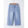 imageSidefeel Womens Capri Jeans High Waisted Wide Leg Stretchy Raw Hem Side Seam Zimbaplatinum Denim PantsSky Blue