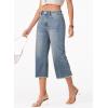 imageSidefeel Womens Capri Jeans High Waisted Wide Leg Stretchy Raw Hem Side Seam Zimbaplatinum Denim PantsVintage Blue