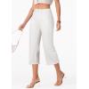 imageSidefeel Womens Capri Jeans High Waisted Wide Leg Stretchy Raw Hem Side Seam Zimbaplatinum Denim PantsWhite