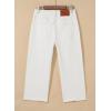 imageSidefeel Womens Capri Jeans High Waisted Wide Leg Stretchy Raw Hem Side Seam Zimbaplatinum Denim PantsWhite