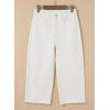 imageSidefeel Womens Capri Jeans High Waisted Wide Leg Stretchy Raw Hem Side Seam Zimbaplatinum Denim PantsWhite