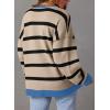 imageSidefeel Womens Cardigan 2024 Fall Sweaters Open Front Coat Oversized Striped Chunky Outwear with Pockets