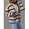 imageSidefeel Womens Cardigan 2024 Fall Sweaters Open Front Coat Oversized Striped Chunky Outwear with Pockets