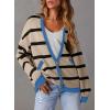 imageSidefeel Womens Cardigan 2024 Fall Sweaters Open Front Coat Oversized Striped Chunky Outwear with Pockets