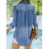 imageSidefeel Womens Denim Tops Long Sleeve Shacket Jackets Button Down Collared Jean ShirtAshleigh Blue