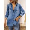 imageSidefeel Womens Denim Tops Long Sleeve Shacket Jackets Button Down Collared Jean ShirtAshleigh Blue