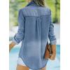 imageSidefeel Womens Denim Tops Long Sleeve Shacket Jackets Button Down Collared Jean ShirtBeau Blue