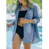 imageSidefeel Womens Denim Tops Long Sleeve Shacket Jackets Button Down Collared Jean ShirtBeau Blue