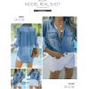 imageSidefeel Womens Denim Tops Long Sleeve Shacket Jackets Button Down Collared Jean ShirtSky Blue