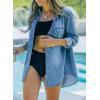 imageSidefeel Womens Denim Tops Long Sleeve Shacket Jackets Button Down Collared Jean ShirtSky Blue