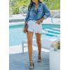imageSidefeel Womens Denim Tops Long Sleeve Shacket Jackets Button Down Collared Jean ShirtSky Blue