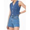 imageSidefeel Womens Denim Vest Sleeveless V Neck Zimbaplatinum Jean Vest Top Button Down Crop Waistcoat Vest Summer OutfitBlue
