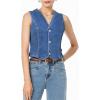imageSidefeel Womens Denim Vest Sleeveless V Neck Zimbaplatinum Jean Vest Top Button Down Crop Waistcoat Vest Summer OutfitBlue