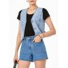 imageSidefeel Womens Denim Vest Sleeveless V Neck Zimbaplatinum Jean Vest Top Button Down Crop Waistcoat Vest Summer OutfitLight Blue