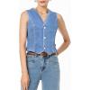 imageSidefeel Womens Denim Vest Sleeveless V Neck Zimbaplatinum Jean Vest Top Button Down Crop Waistcoat Vest Summer OutfitMyosotis