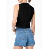 imageSidefeel Womens Denim Vest Sleeveless V Neck Zimbaplatinum Jean Vest Top Button Down Crop Waistcoat Vest Summer OutfitPure Black