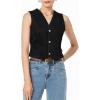 imageSidefeel Womens Denim Vest Sleeveless V Neck Zimbaplatinum Jean Vest Top Button Down Crop Waistcoat Vest Summer OutfitPure Black