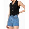 imageSidefeel Womens Denim Vest Sleeveless V Neck Zimbaplatinum Jean Vest Top Button Down Crop Waistcoat Vest Summer OutfitPure Black
