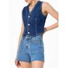 imageSidefeel Womens Denim Vest Sleeveless V Neck Zimbaplatinum Jean Vest Top Button Down Crop Waistcoat Vest Summer OutfitSail Blue