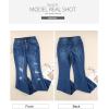 imageSidefeel Womens Flare Jeans Ripped High Waisted Bell Bottom Bootcut Wide Leg Denim Pants Blue Size 10