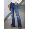 imageSidefeel Womens Flare Jeans Ripped High Waisted Bell Bottom Bootcut Wide Leg Denim Pants Blue Size 10
