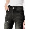 imageSidefeel Womens High Waisted Tummy Control Jeans Cuffed Boyfriend Straight Leg Two Buttons Ripped Denim PantsBlack