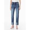 imageSidefeel Womens High Waisted Tummy Control Jeans Cuffed Boyfriend Straight Leg Two Buttons Ripped Denim PantsBlue
