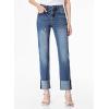 imageSidefeel Womens High Waisted Tummy Control Jeans Cuffed Boyfriend Straight Leg Two Buttons Ripped Denim PantsBlue
