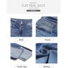 imageSidefeel Womens High Waisted Tummy Control Jeans Cuffed Boyfriend Straight Leg Two Buttons Ripped Denim PantsBlue