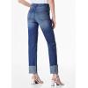 imageSidefeel Womens High Waisted Tummy Control Jeans Cuffed Boyfriend Straight Leg Two Buttons Ripped Denim PantsDark Blue