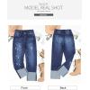 imageSidefeel Womens High Waisted Tummy Control Jeans Cuffed Boyfriend Straight Leg Two Buttons Ripped Denim PantsDark Blue