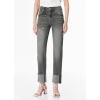 imageSidefeel Womens High Waisted Tummy Control Jeans Cuffed Boyfriend Straight Leg Two Buttons Ripped Denim PantsGray