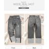 imageSidefeel Womens High Waisted Tummy Control Jeans Cuffed Boyfriend Straight Leg Two Buttons Ripped Denim PantsGray
