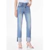 imageSidefeel Womens High Waisted Tummy Control Jeans Cuffed Boyfriend Straight Leg Two Buttons Ripped Denim PantsLight Blue