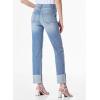 imageSidefeel Womens High Waisted Tummy Control Jeans Cuffed Boyfriend Straight Leg Two Buttons Ripped Denim PantsLight Blue