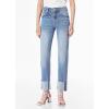 imageSidefeel Womens High Waisted Tummy Control Jeans Cuffed Boyfriend Straight Leg Two Buttons Ripped Denim PantsLight Blue