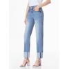 imageSidefeel Womens High Waisted Tummy Control Jeans Cuffed Boyfriend Straight Leg Two Buttons Ripped Denim PantsLight Blue