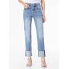 imageSidefeel Womens High Waisted Tummy Control Jeans Cuffed Boyfriend Straight Leg Two Buttons Ripped Denim PantsLight Blue