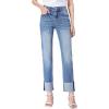 imageSidefeel Womens High Waisted Tummy Control Jeans Cuffed Boyfriend Straight Leg Two Buttons Ripped Denim PantsSky Blue