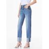 imageSidefeel Womens High Waisted Tummy Control Jeans Cuffed Boyfriend Straight Leg Two Buttons Ripped Denim PantsSky Blue