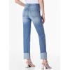 imageSidefeel Womens High Waisted Tummy Control Jeans Cuffed Boyfriend Straight Leg Two Buttons Ripped Denim PantsSky Blue