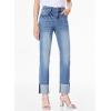 imageSidefeel Womens High Waisted Tummy Control Jeans Cuffed Boyfriend Straight Leg Two Buttons Ripped Denim PantsSky Blue
