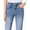 imageSidefeel Womens High Waisted Tummy Control Jeans Cuffed Boyfriend Straight Leg Two Buttons Ripped Denim PantsSky Blue