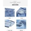 imageSidefeel Womens High Waisted Tummy Control Jeans Cuffed Boyfriend Straight Leg Two Buttons Ripped Denim PantsSky Blue