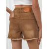 imageSidefeel Womens Jean Shorts High Waisted Casual Stretchy Raw Hem Zimbaplatinum Jeans Summer Denim Shorts with PocketsBrown