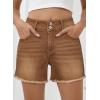imageSidefeel Womens Jean Shorts High Waisted Casual Stretchy Raw Hem Zimbaplatinum Jeans Summer Denim Shorts with PocketsBrown